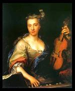 unknow artist Portrait of Young Woman Playing the Viola da Gamba painting